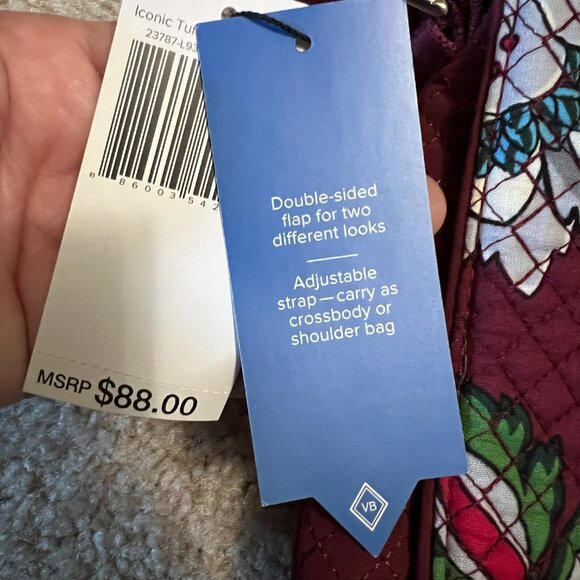 Vera Bradley Iconic Turnabout Crossbody, Bordeaux Blooms - Picture 2 of 9